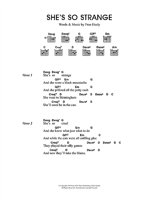 She's So Strange (Guitar Chords/Lyrics) von Travis