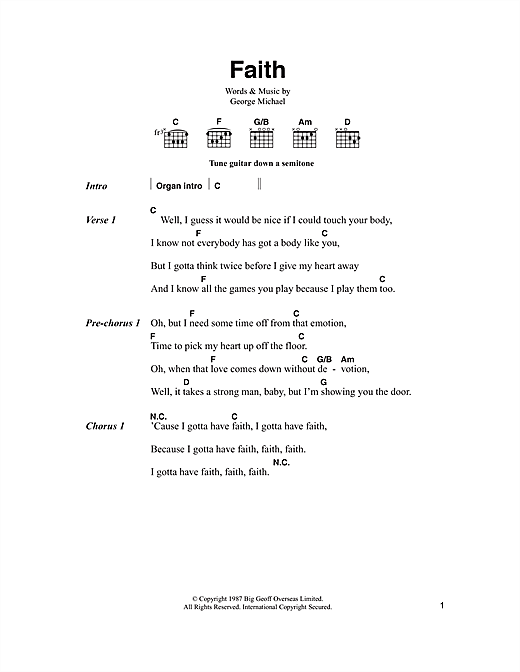 Faith (Guitar Chords/Lyrics) von George Michael