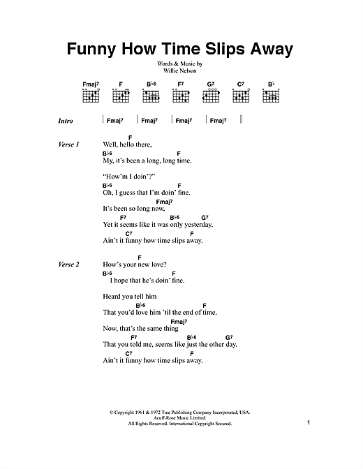 Funny How Time Slips Away (Guitar Chords/Lyrics) von Willie Nelson