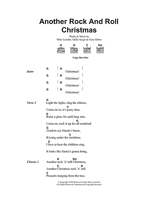Another Rock And Roll Christmas (Guitar Chords/Lyrics) von Gary Glitter
