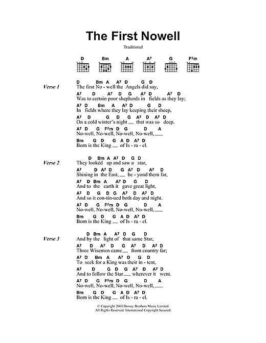 The First Nowell (Guitar Chords/Lyrics) von Christmas Carol