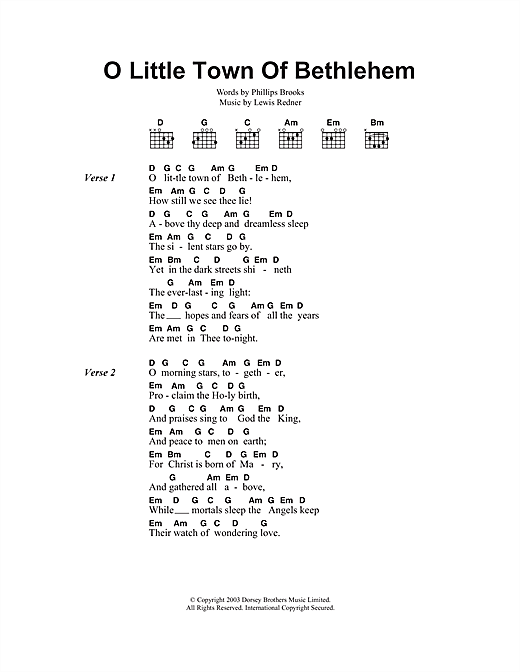 O Little Town Of Bethlehem (Guitar Chords/Lyrics) von Christmas Carol