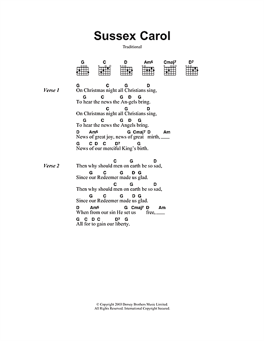 Sussex Carol (Guitar Chords/Lyrics) von Christmas Carol