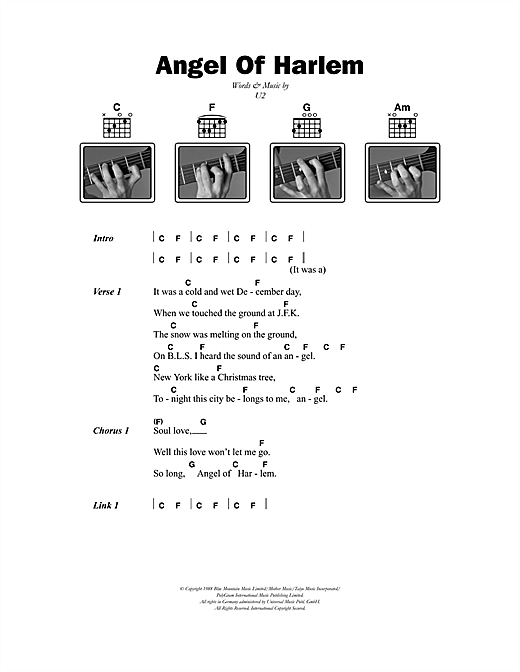 Angel Of Harlem (Guitar Chords/Lyrics) von U2