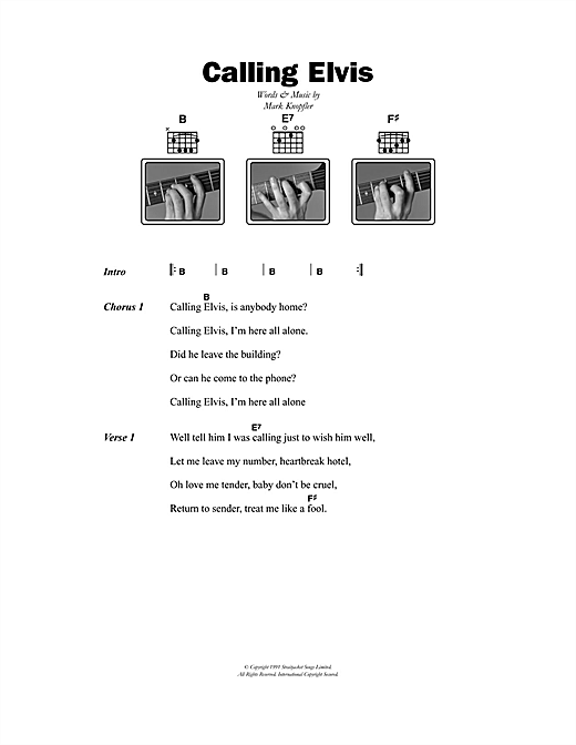 Calling Elvis (Guitar Chords/Lyrics) von Dire Straits