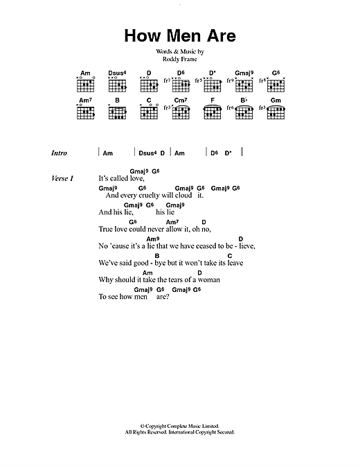 How Men Are (Guitar Chords/Lyrics) von Aztec Camera