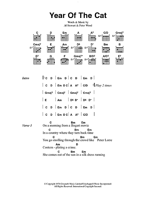 Year Of The Cat (Guitar Chords/Lyrics) von Al Stewart