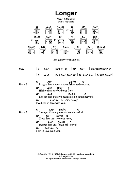 Longer (Guitar Chords/Lyrics) von Dan Fogelberg