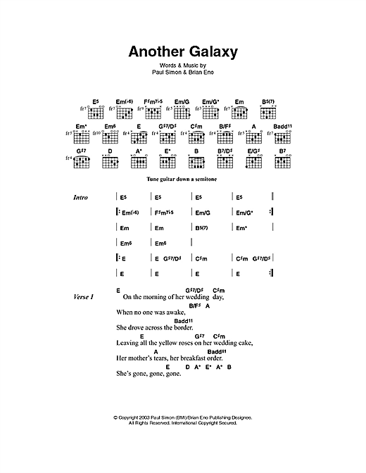 Another Galaxy (Guitar Chords/Lyrics) von Paul Simon