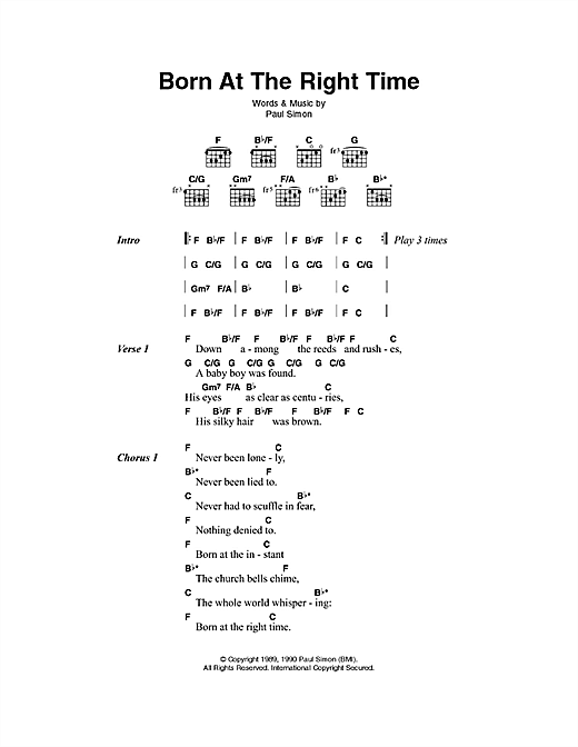 Born At The Right Time (Guitar Chords/Lyrics) von Paul Simon