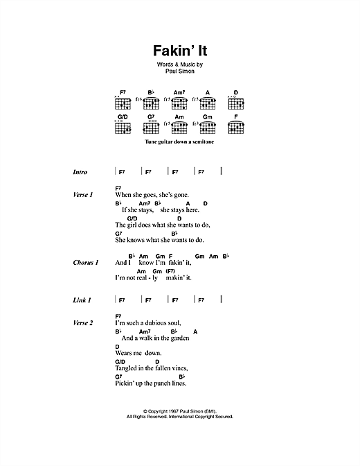 Fakin' It (Guitar Chords/Lyrics) von Simon & Garfunkel