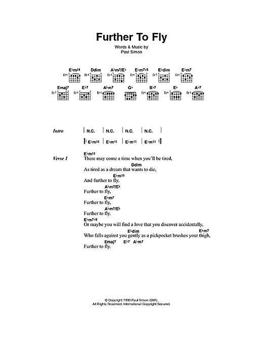 Further To Fly (Guitar Chords/Lyrics) von Paul Simon