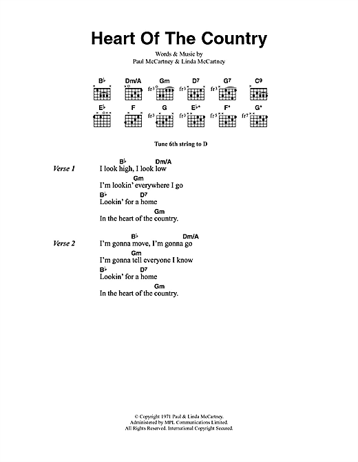Heart Of The Country (Guitar Chords/Lyrics) von Paul McCartney