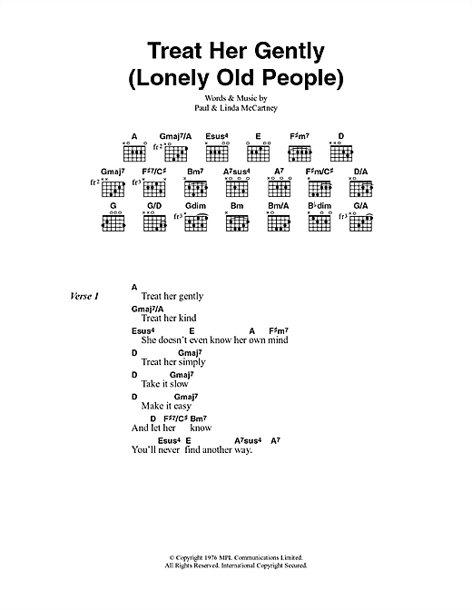 Treat Her Gently (Lonely Old People) (Guitar Chords/Lyrics) von Paul McCartney & Wings