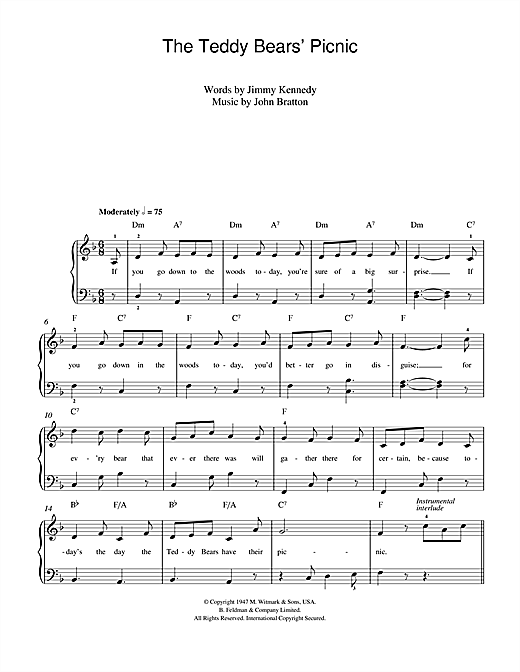 The Teddy Bears' Picnic (Easy Piano) von John Bratton