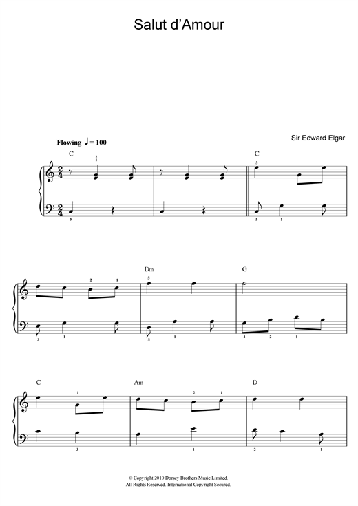 Salut D'Amour (Beginner Piano) von Edward Elgar