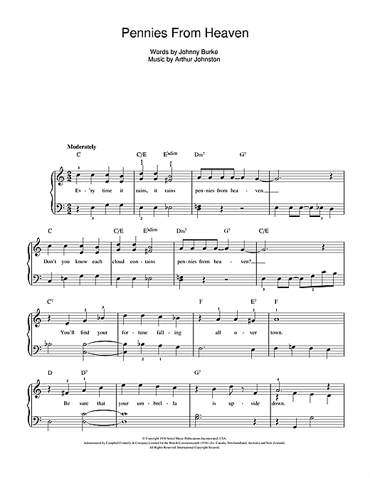 Pennies From Heaven (Beginner Piano) von Bing Crosby