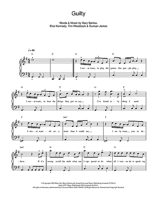 Guilty (Beginner Piano) von Blue