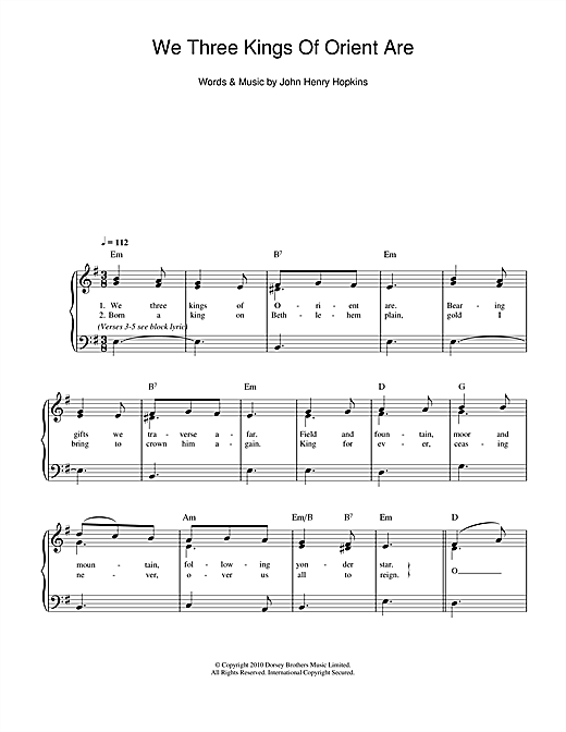 We Three Kings Of Orient Are (Easy Piano) von Christmas Carol