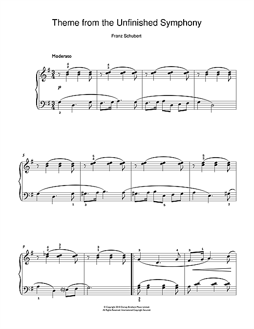 Theme From The Unfinished Symphony (Beginner Piano) von Franz Schubert