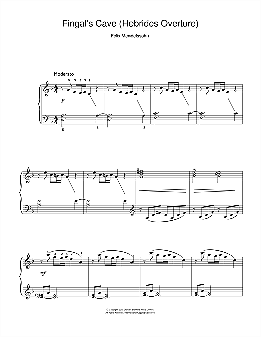 The Hebrides Overture (Fingal's Cave) (Beginner Piano) von Felix Mendelssohn