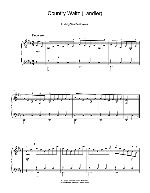 Country Waltz (Lndler) (Beginner Piano) von Ludwig van Beethoven