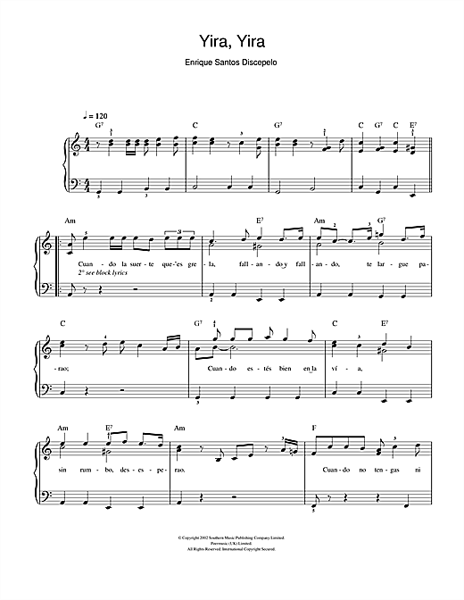 Yira, Yira (Easy Piano) von Enrique Santos Discepolo