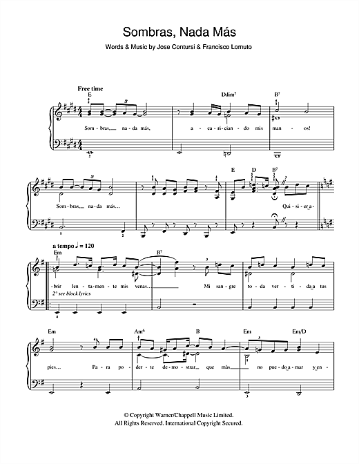 Sombras Nada Mas (Easy Piano) von Javier Solis