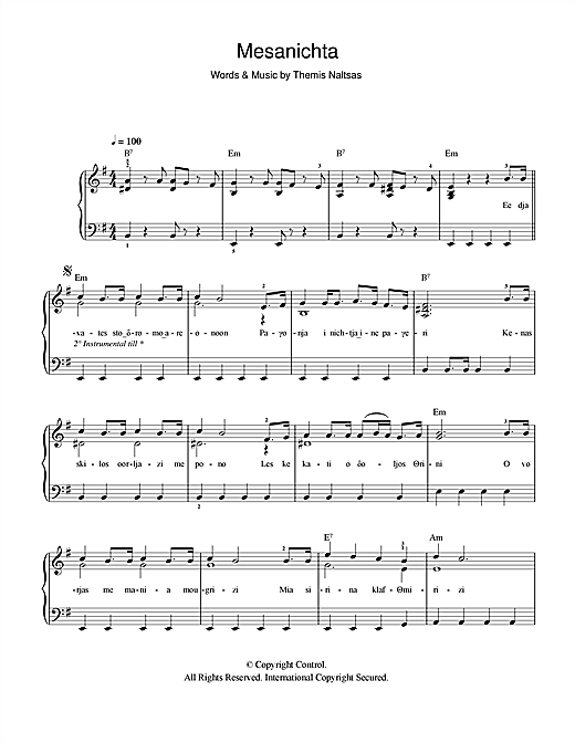 Mesanichta (Easy Piano) von Themis Naltsas