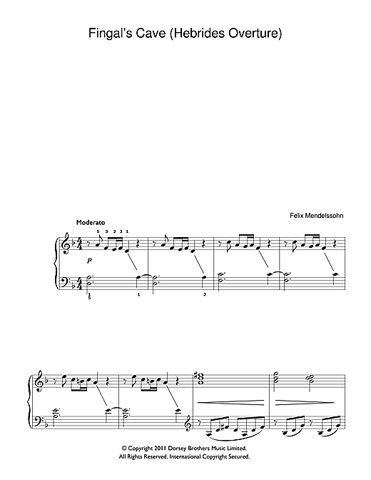 The Hebrides Overture (Fingal's Cave) (Beginner Piano) von Felix Mendelssohn