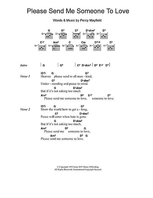 Please Send Me Someone To Love (Guitar Chords/Lyrics) von Percy Mayfield