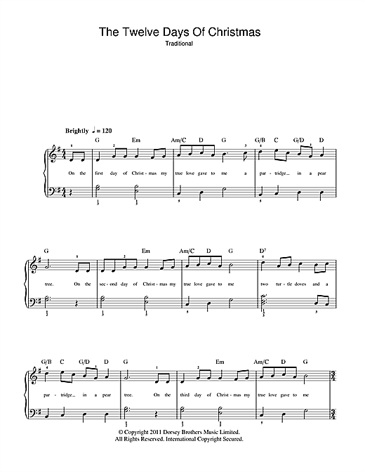 The Twelve Days Of Christmas (Easy Piano) von Christmas Carol