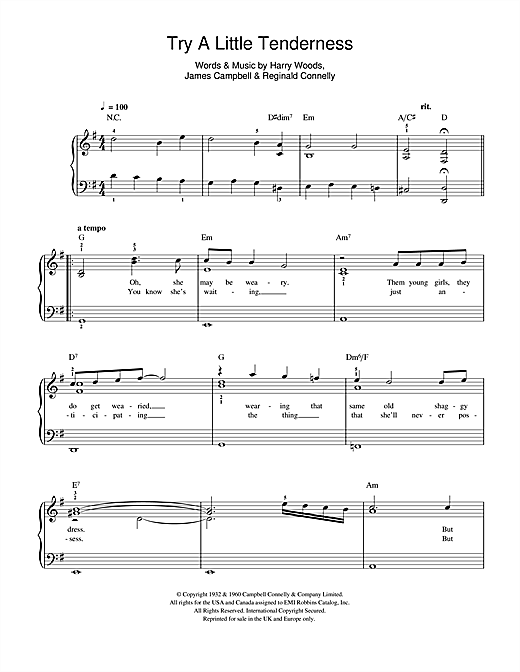 Try A Little Tenderness (Easy Piano) von Otis Redding