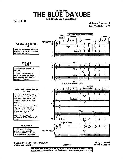 (On The Beautiful) The Blue Danube (Classroom Band Pack) von Johann Strauss II