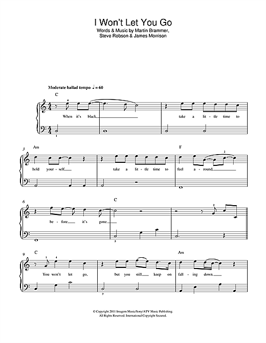 I Won't Let You Go (Beginner Piano) von James Morrison