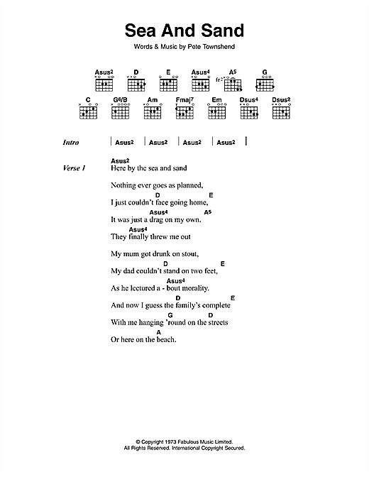 Sea And Sand (Guitar Chords/Lyrics) von The Who