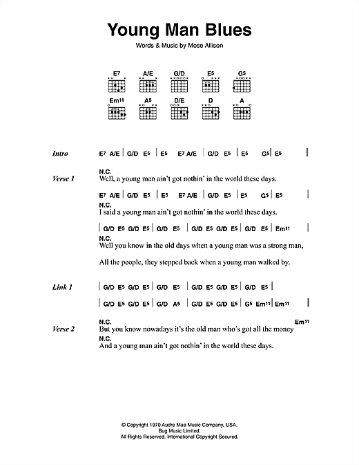 Young Man Blues (Guitar Chords/Lyrics) von The Who