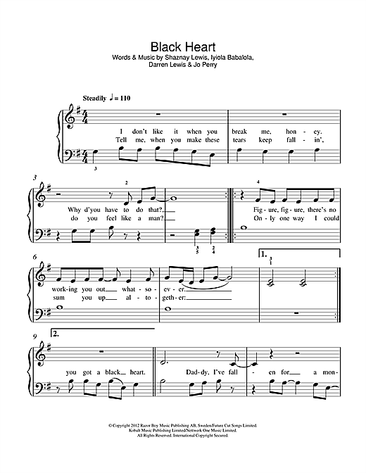 Black Heart (5-Finger Piano) von Stooshe