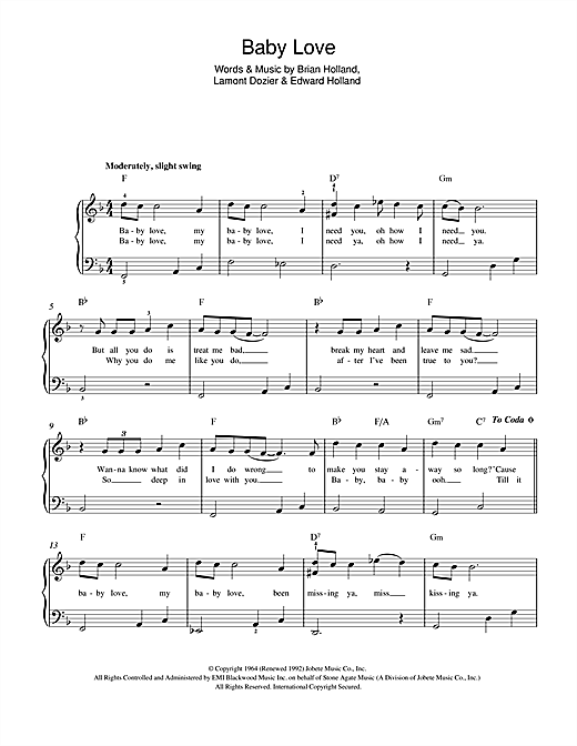 Baby Love (Beginner Piano) von The Supremes
