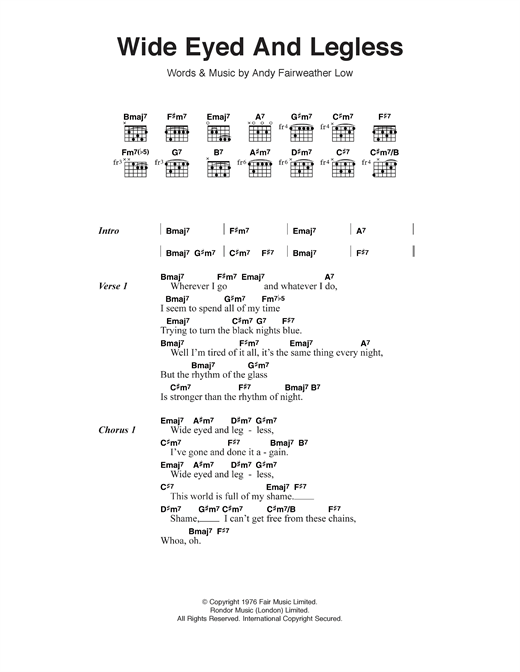 Wide-Eyed And Legless (Guitar Chords/Lyrics) von Andy Fairweather Low