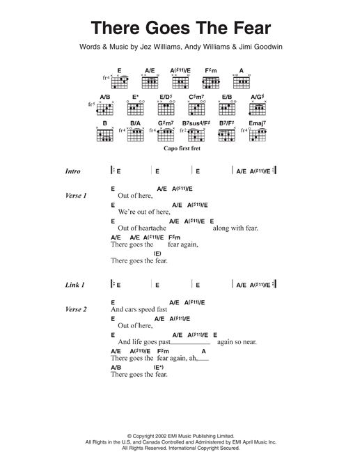 There Goes The Fear (Guitar Chords/Lyrics) von Doves