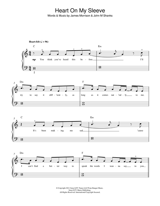Heart On My Sleeve (Beginner Piano) von Olly Murs