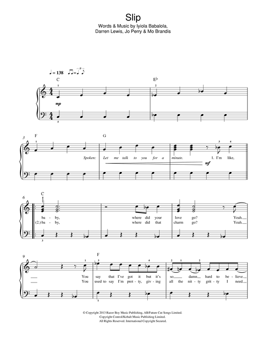 Slip (Easy Piano) von Stooshe