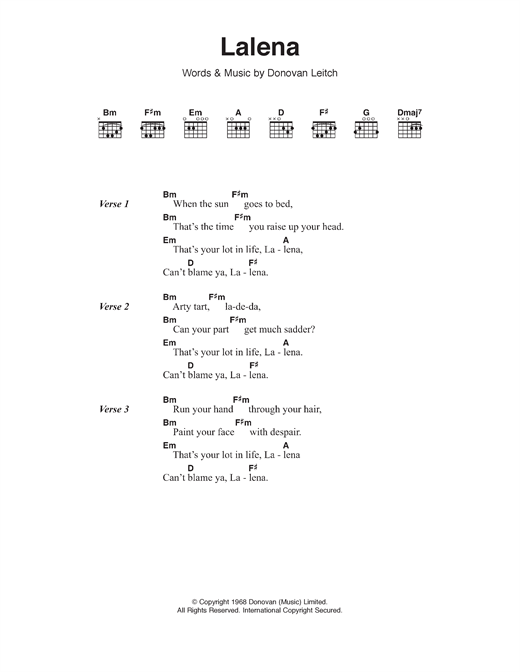 Lalena (Guitar Chords/Lyrics) von Donovan