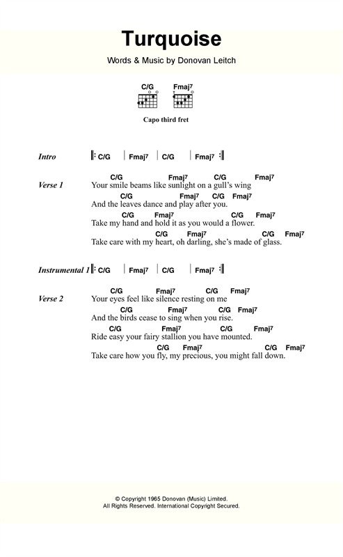 Turquoise (Guitar Chords/Lyrics) von Donovan