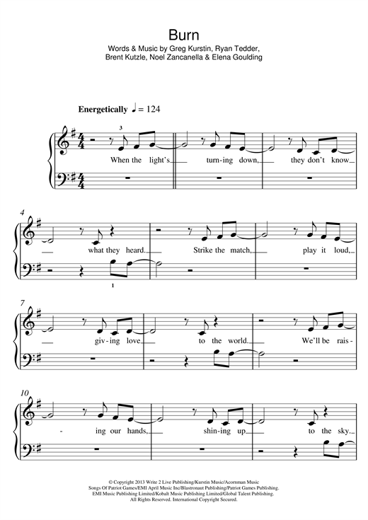 Burn (5-Finger Piano) von Ellie Goulding