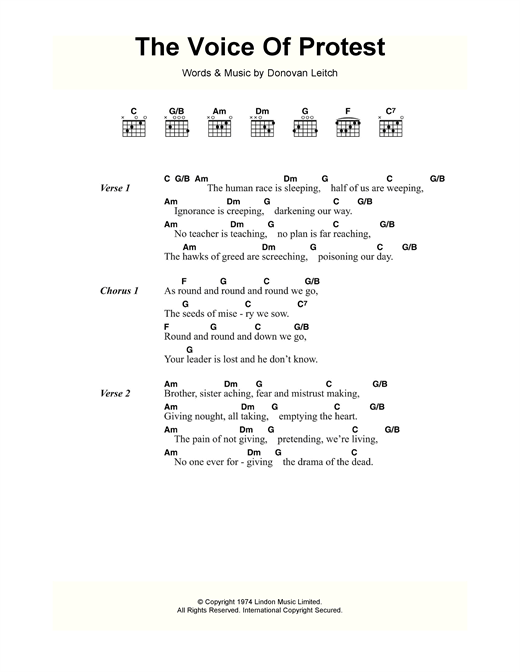 The Voice Of Protest (Guitar Chords/Lyrics) von Donovan