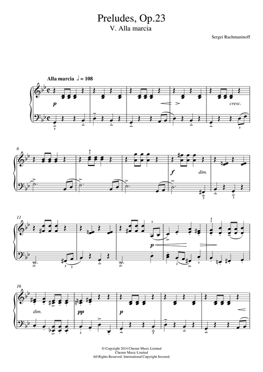 Preludes Op.23, No.5 Alla marcia (Easy Piano) von Sergei Rachmaninoff