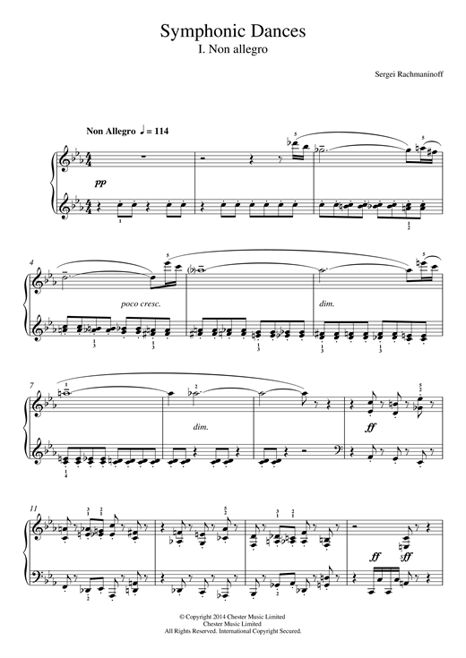 Symphonic Dances - 1st Movement (Easy Piano) von Sergei Rachmaninoff