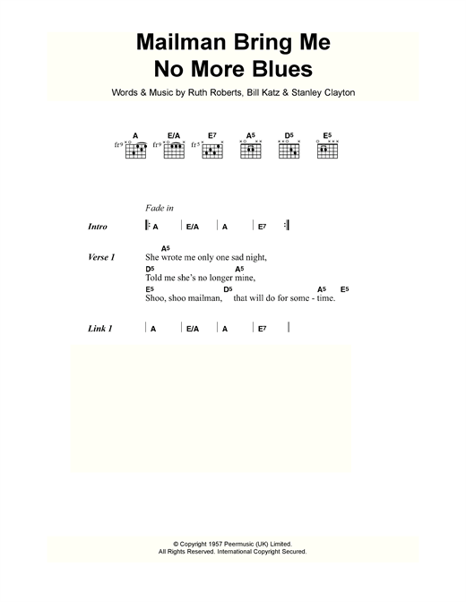 Mailman Bring Me No More Blues (Guitar Chords/Lyrics) von Buddy Holly